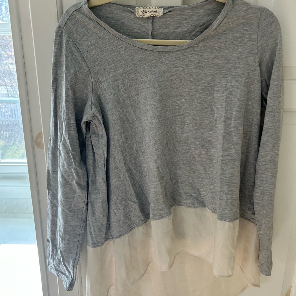 Gray and Cream Women's Top